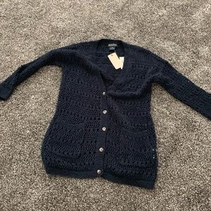 Knit dark blue with buttons lucky brand top